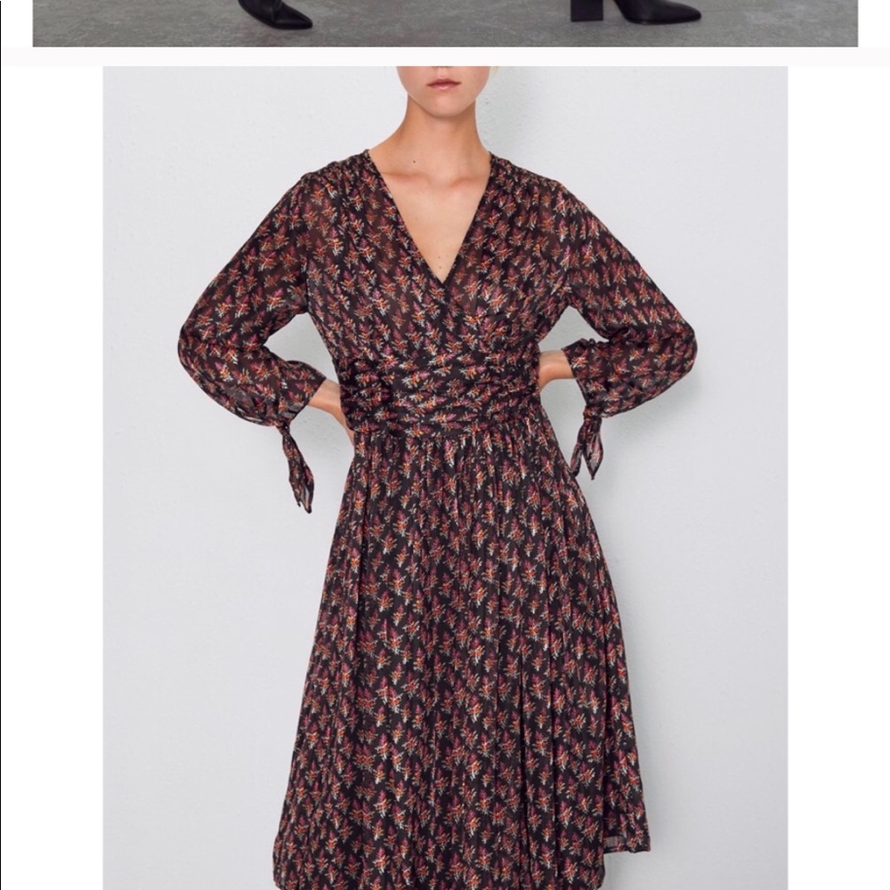 Zara faux wrap dress floral print